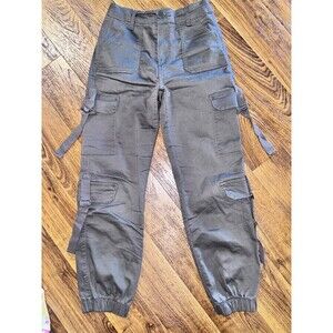 TELEPATÍA Cargo Jogger Pants Womens Size M Gray Multi-Pocket Strap Detail